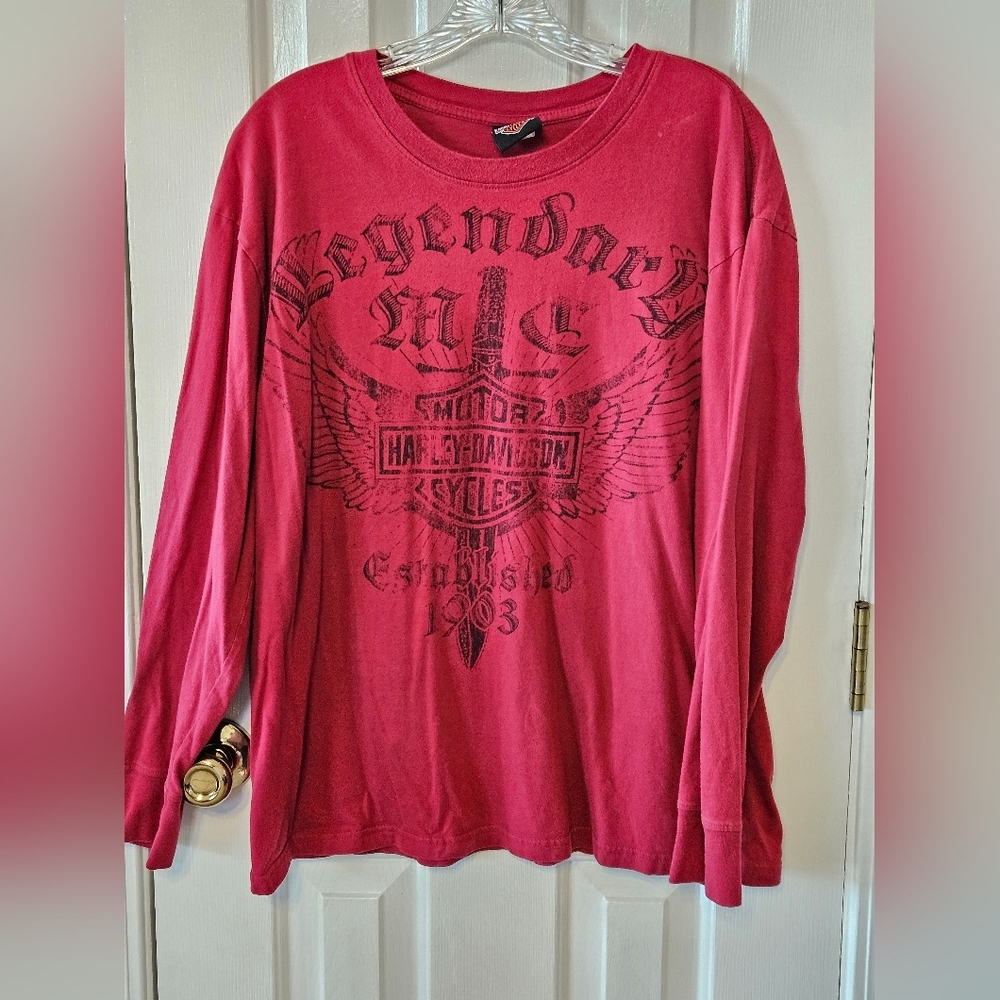 HARLEY-DAVIDSON 2009 long sleeve red shirt size large